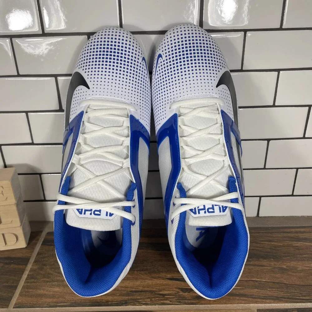 Nike Alpha Menace 4 Pro Shoes Mens Size 13 White Blue Black Football Cleats